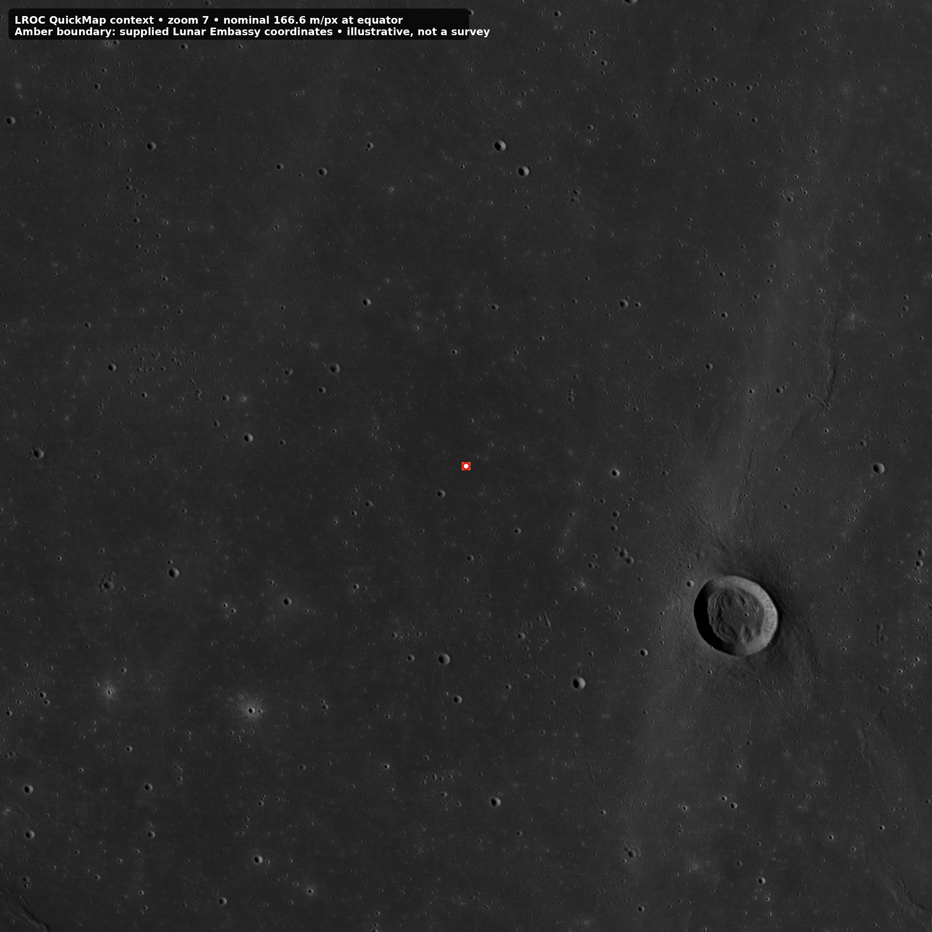Wide LROC map of Mare Fecunditatis with parcel overlay